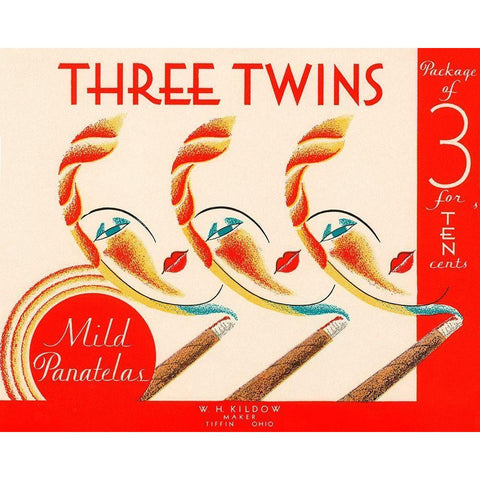 Three Twins Mild Panatelas Black Modern Wood Framed Art Print by Retrolabel