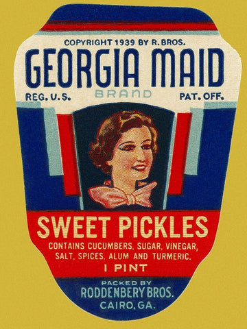 Georgia Maid Sweet Pickles Black Ornate Wood Framed Art Print with Double Matting by Retrolabel