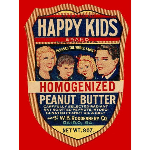 Happy Kids Homogenized Peanut Butter White Modern Wood Framed Art Print by Retrolabel