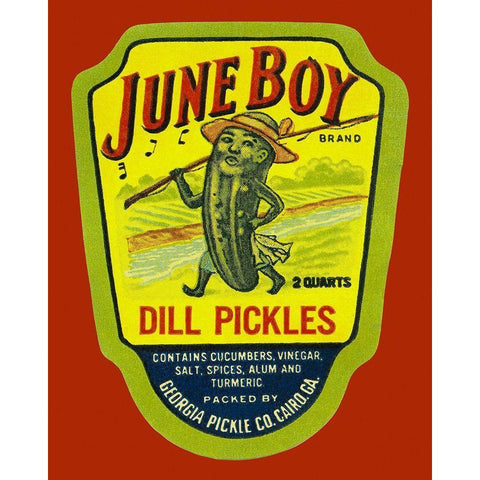 June Boy Dill Pickles Gold Ornate Wood Framed Art Print with Double Matting by Retrolabel