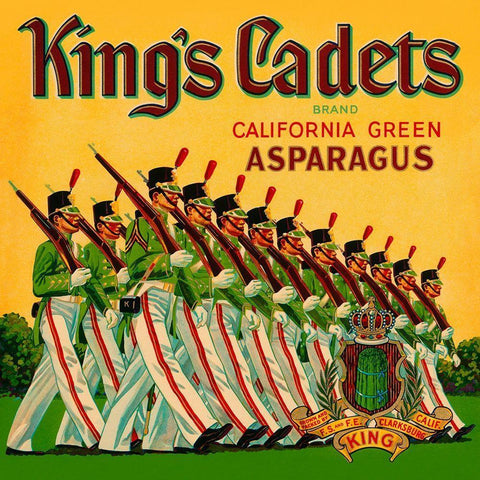 Kings Cadets California Green Asparagus White Modern Wood Framed Art Print with Double Matting by Retrolabel