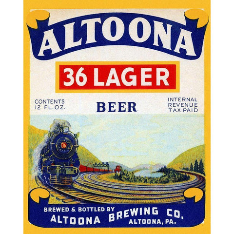 Altoona 36 Lager Beer Black Modern Wood Framed Art Print by Vintage Booze Labels