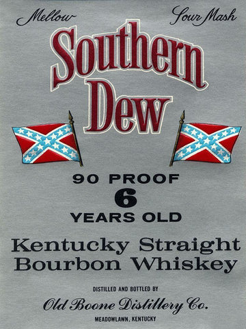 Southern Dew Kentucky Straight Bourbon Whiskey White Modern Wood Framed Art Print with Double Matting by Vintage Booze Labels