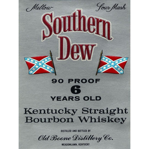 Southern Dew Kentucky Straight Bourbon Whiskey White Modern Wood Framed Art Print by Vintage Booze Labels