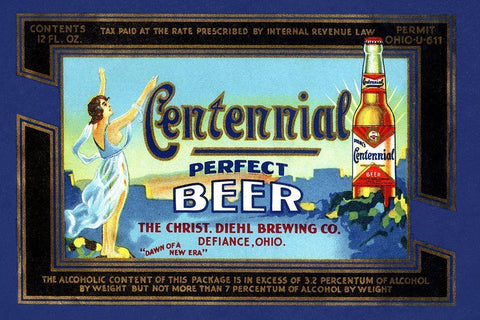 Centennial Perfect Beer Label White Modern Wood Framed Art Print with Double Matting by Vintage Booze Labels