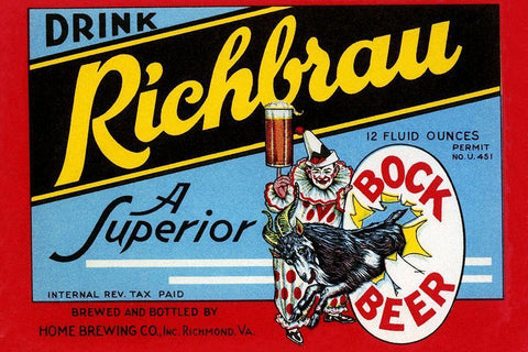 Drink Richbrau Bock Beer White Modern Wood Framed Art Print with Double Matting by Vintage Booze Labels