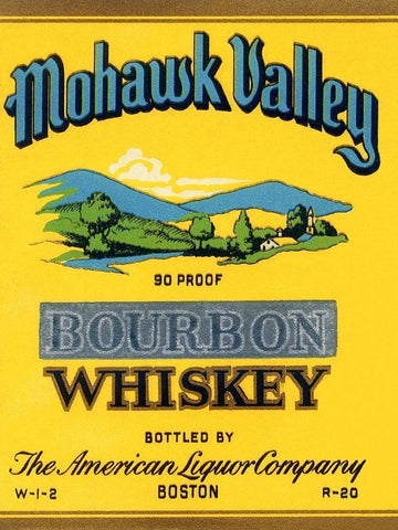 Mohawk Valley Bourbon Whiskey White Modern Wood Framed Art Print with Double Matting by Vintage Booze Labels