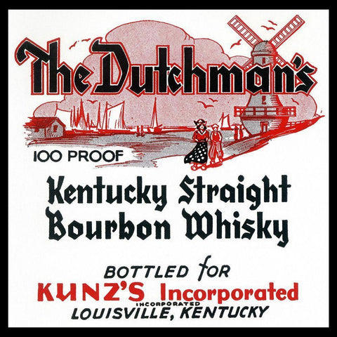 The Dutchmans Kentucky Straight Bourbon Whiskey Black Modern Wood Framed Art Print with Double Matting by Vintage Booze Labels