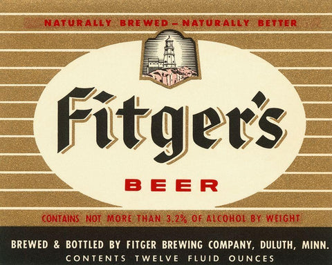 Fitgers Beer White Modern Wood Framed Art Print with Double Matting by Vintage Booze Labels