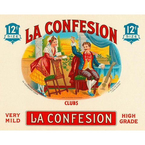 La Confession Cigars Black Modern Wood Framed Art Print with Double Matting by Vintage Booze Labels