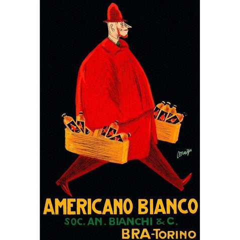 Americano Bianco Black Modern Wood Framed Art Print by Vintage Booze Labels