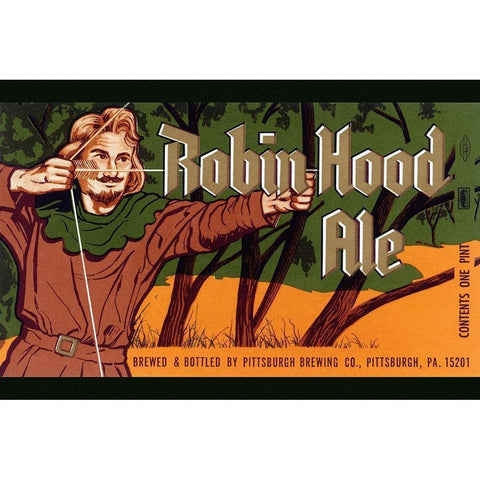 Robin Hood Ale Gold Ornate Wood Framed Art Print with Double Matting by Vintage Booze Labels