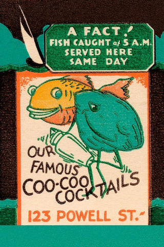 Our Famous Coo-Coo Cocktails White Modern Wood Framed Art Print with Double Matting by Vintage Booze Labels