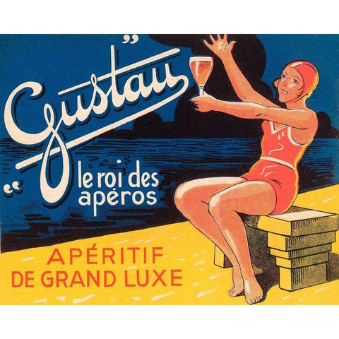 Gustau Aperitif White Modern Wood Framed Art Print by Vintage Booze Labels