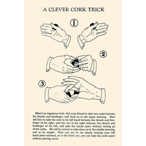 A Clever Cork Trick Gold Ornate Wood Framed Art Print with Double Matting by Retromagic