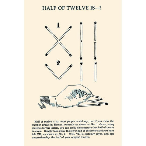 Half of Twelve is -? Gold Ornate Wood Framed Art Print with Double Matting by Retromagic