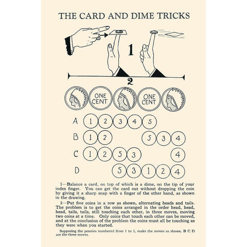 The Card and Dime Tricks Gold Ornate Wood Framed Art Print with Double Matting by Retromagic