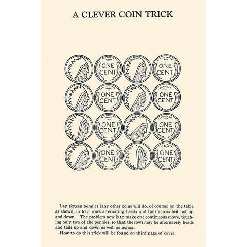 A Clever Coin Trick - 16 Pennies Black Modern Wood Framed Art Print with Double Matting by Retromagic