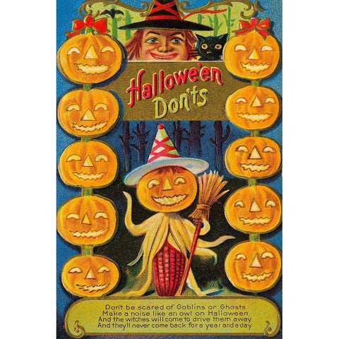 Halloween Donts Gold Ornate Wood Framed Art Print with Double Matting by Halloween