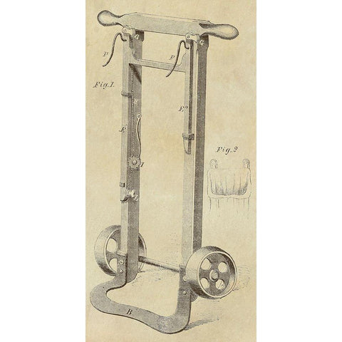 Hamper Hand truck for Moving Fabric Gold Ornate Wood Framed Art Print with Double Matting by Inventions