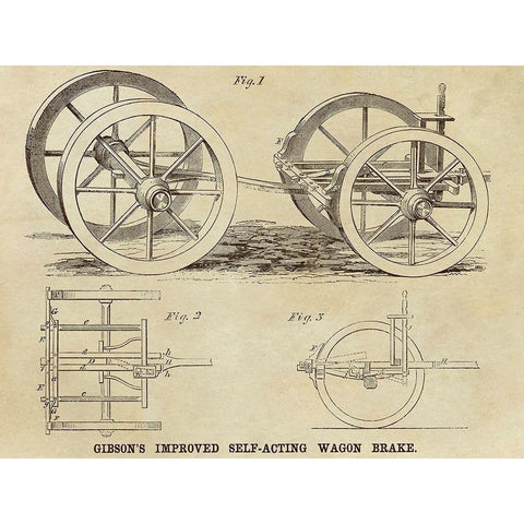 Gibsons Improved Self-Acting Wagon Brake Black Modern Wood Framed Art Print with Double Matting by Inventions