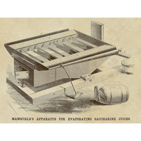 Mansfields Apparatus for Evaporating Saccharine Juices Black Modern Wood Framed Art Print by Inventions