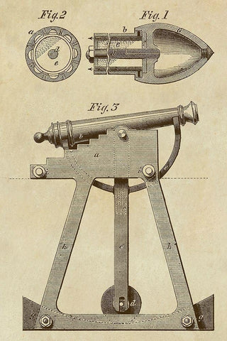 Device for Adjusting Cannon Trajectory and Accuracy Black Ornate Wood Framed Art Print with Double Matting by Inventions