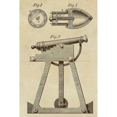 Device for Adjusting Cannon Trajectory and Accuracy Black Modern Wood Framed Art Print by Inventions