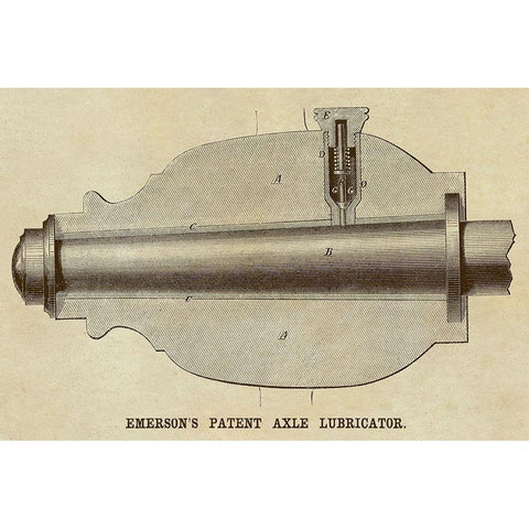 Emersons Patent Axel Lubricator Black Modern Wood Framed Art Print with Double Matting by Inventions