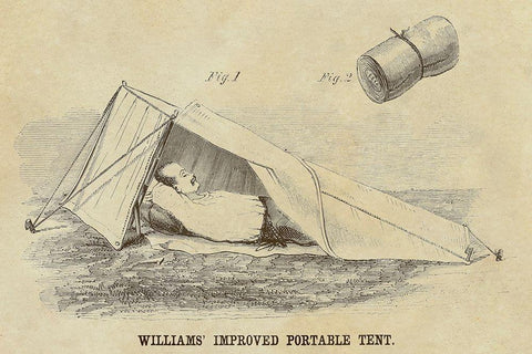 Williams Improved Portable Tent Black Ornate Wood Framed Art Print with Double Matting by Inventions