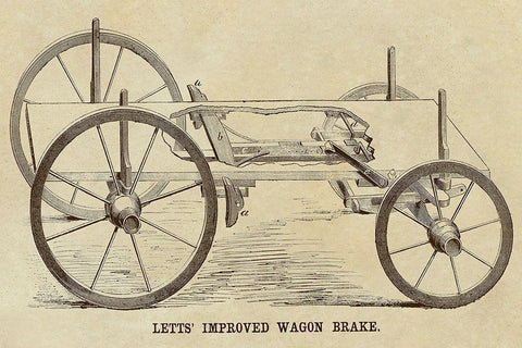 Letts Improved Wagon Brake White Modern Wood Framed Art Print with Double Matting by Inventions