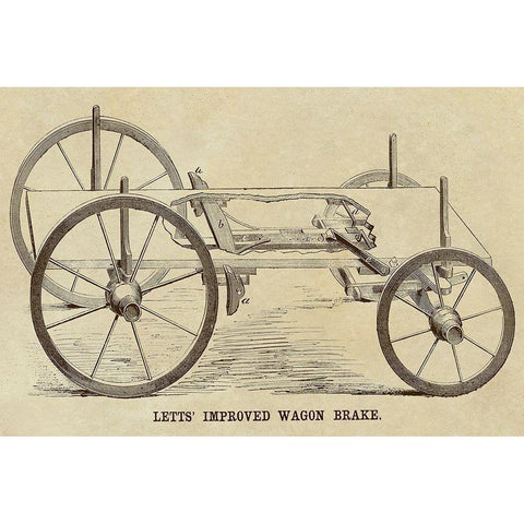 Letts Improved Wagon Brake White Modern Wood Framed Art Print by Inventions