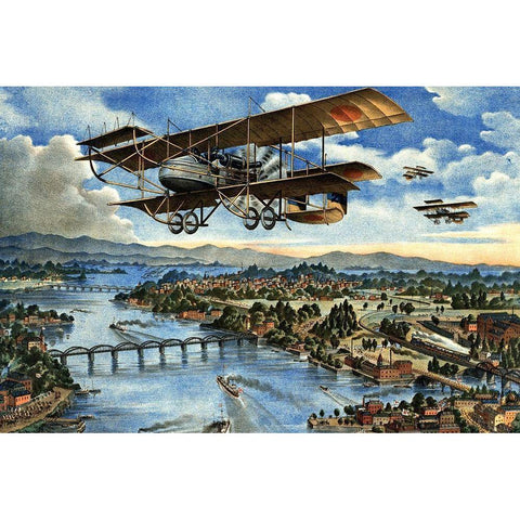 Japanese Plane in the Siberian Intervention Gold Ornate Wood Framed Art Print with Double Matting by Inventions