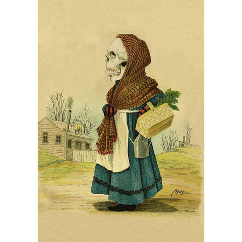 Death Comes from the  Market White Modern Wood Framed Art Print by Frusius