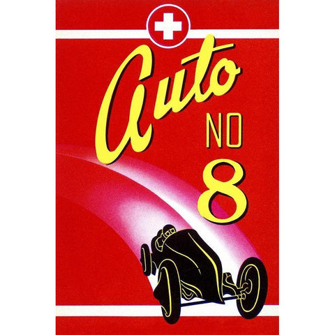 Auto No. 8 Gold Ornate Wood Framed Art Print with Double Matting by Retrotravel