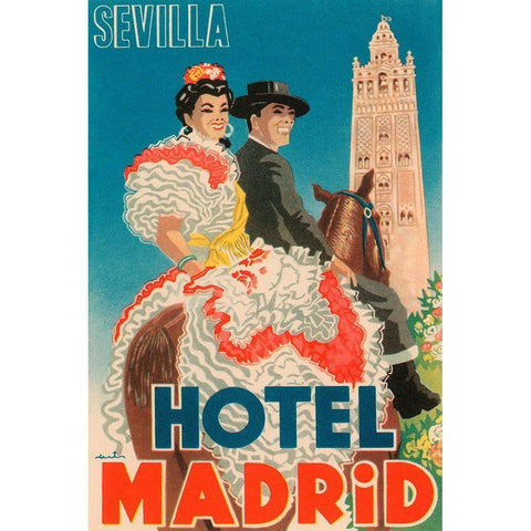 Hotel Madrid White Modern Wood Framed Art Print by Retrotravel