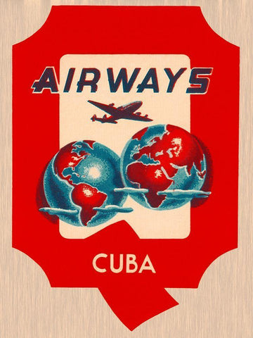 Q Airways Cuba White Modern Wood Framed Art Print with Double Matting by Retrotravel