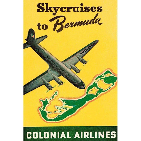 Skycruises to Bermuda Black Modern Wood Framed Art Print with Double Matting by Retrotravel