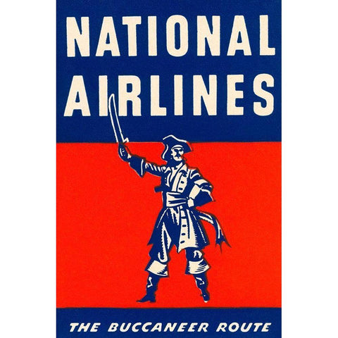 Nation Airlines - The Buccaneer Route White Modern Wood Framed Art Print by Retrotravel