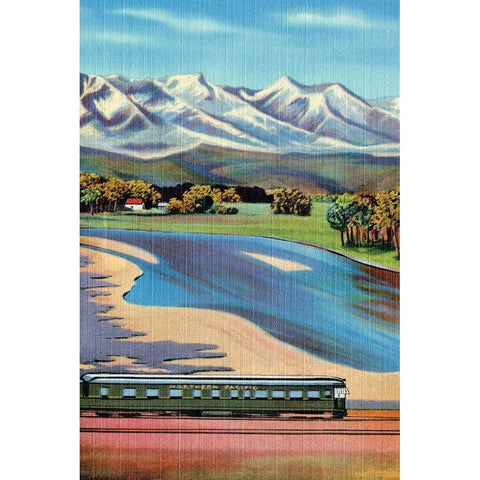 Northern Pacific Passenger Excursion Gold Ornate Wood Framed Art Print with Double Matting by Retrotravel