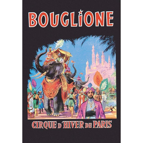 Bouglione - Cirque dHiver de Paris Black Modern Wood Framed Art Print with Double Matting by Vintage Elephant