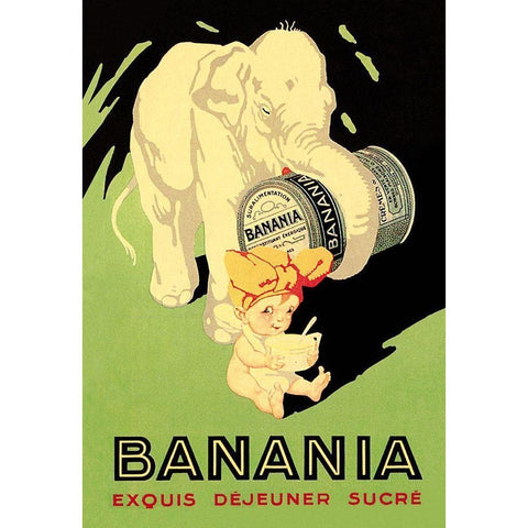 Banania Exquis Dejeuner Sucre Black Modern Wood Framed Art Print by Vintage Elephant