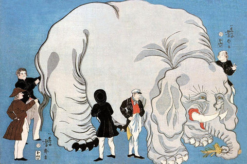 The Magnificent Exotic Beast Black Ornate Wood Framed Art Print with Double Matting by Vintage Elephant