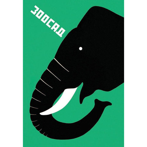 The Zoo - Elephant Black Modern Wood Framed Art Print by Bulanov, Dmitrii