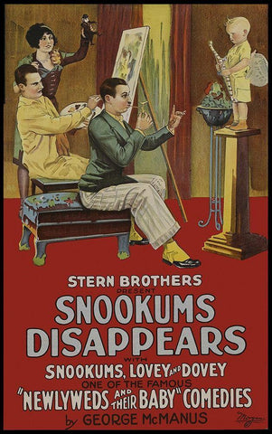 Snookums Disappears White Modern Wood Framed Art Print with Double Matting by Unknown 20th Century American Illustrator