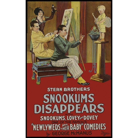 Snookums Disappears Black Modern Wood Framed Art Print with Double Matting by Unknown 20th Century American Illustrator