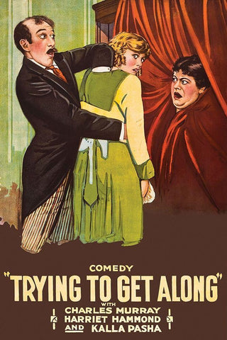 Trying to get along White Modern Wood Framed Art Print with Double Matting by Unknown 20th Century American Illustrator
