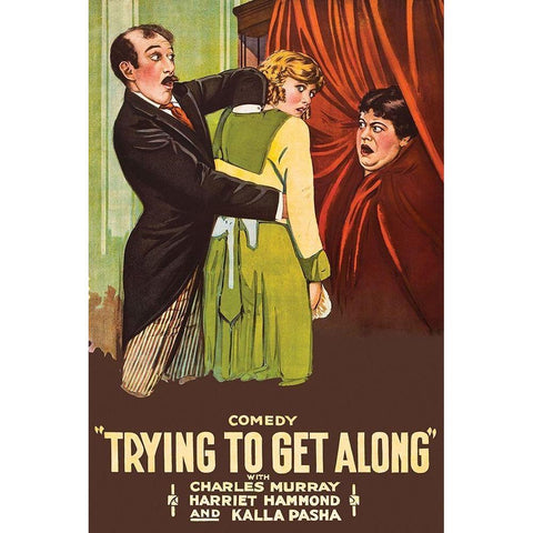 Trying to get along Black Modern Wood Framed Art Print with Double Matting by Unknown 20th Century American Illustrator