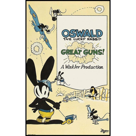 Oswald the lucky rabbit Black Modern Wood Framed Art Print by Unknown 20th Century American Illustrator