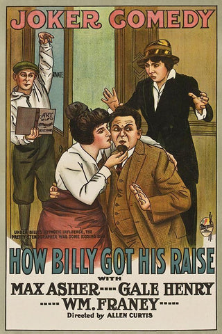 Movie Poster: How Billy Got His Raise White Modern Wood Framed Art Print with Double Matting by Unknown 20th Century American Illustrator